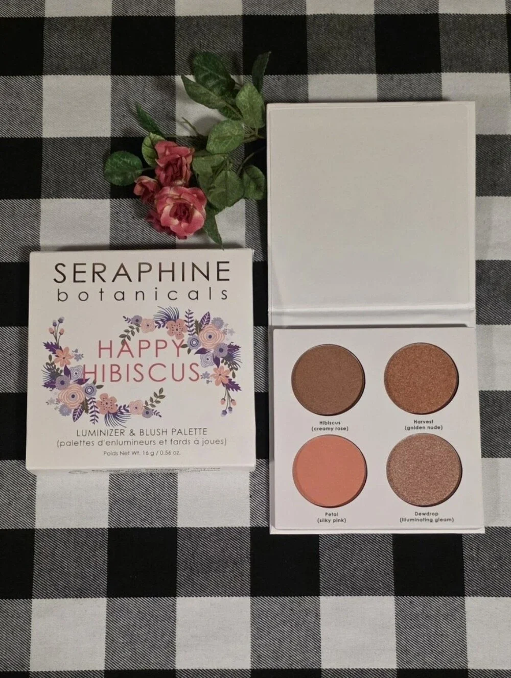 Seraphine Botanicals Happy Hibiscus Blush & Luminizer Palette — Peachy Pink